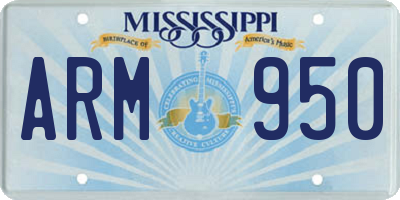 MS license plate ARM950