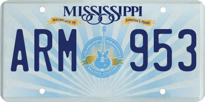 MS license plate ARM953