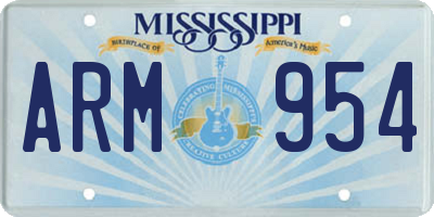 MS license plate ARM954