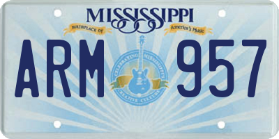 MS license plate ARM957
