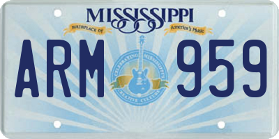 MS license plate ARM959