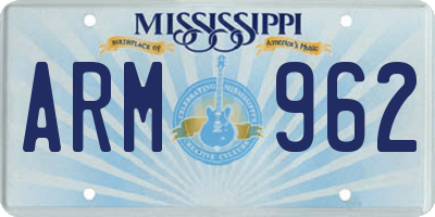 MS license plate ARM962