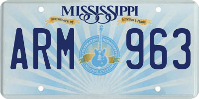 MS license plate ARM963