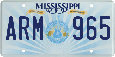 MS license plate ARM965