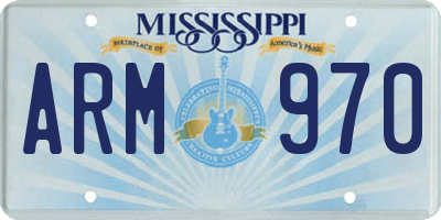 MS license plate ARM970