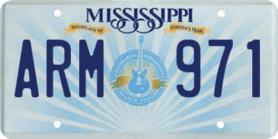 MS license plate ARM971