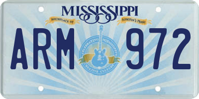 MS license plate ARM972