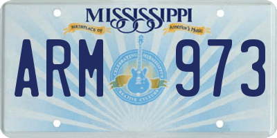 MS license plate ARM973