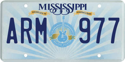 MS license plate ARM977
