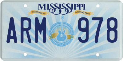 MS license plate ARM978