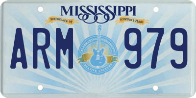 MS license plate ARM979