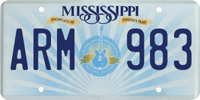 MS license plate ARM983