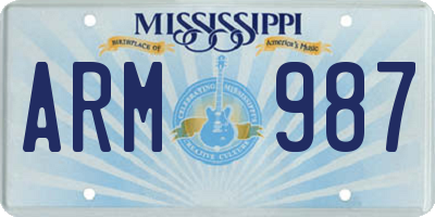 MS license plate ARM987