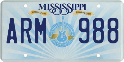 MS license plate ARM988