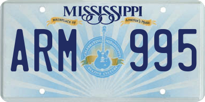 MS license plate ARM995