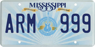 MS license plate ARM999