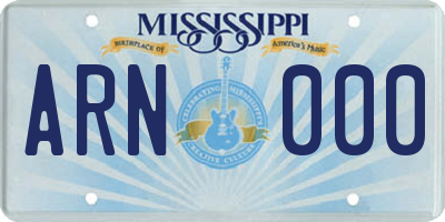 MS license plate ARN000