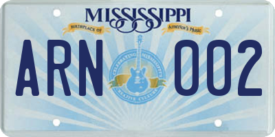 MS license plate ARN002