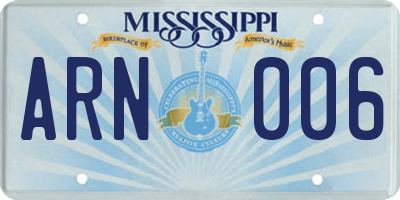 MS license plate ARN006