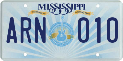 MS license plate ARN010
