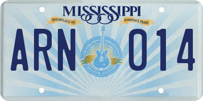 MS license plate ARN014