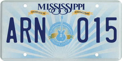 MS license plate ARN015