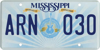 MS license plate ARN030