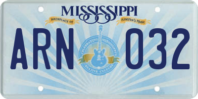 MS license plate ARN032