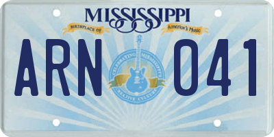 MS license plate ARN041