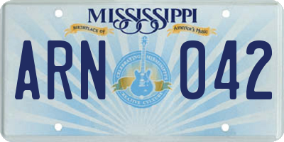 MS license plate ARN042