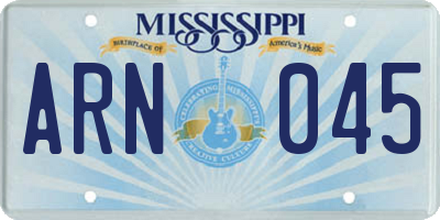 MS license plate ARN045