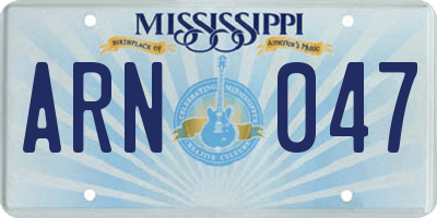 MS license plate ARN047