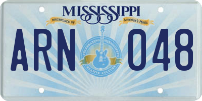 MS license plate ARN048