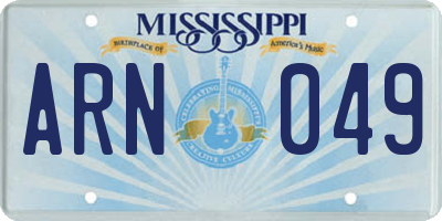 MS license plate ARN049