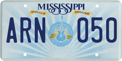 MS license plate ARN050