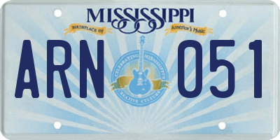 MS license plate ARN051