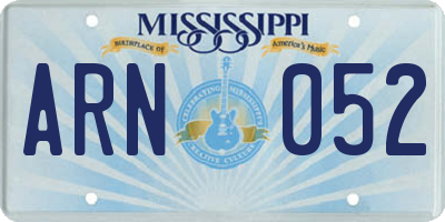 MS license plate ARN052