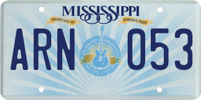 MS license plate ARN053