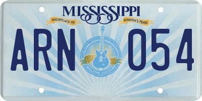 MS license plate ARN054