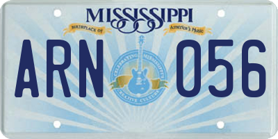 MS license plate ARN056