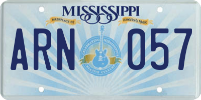 MS license plate ARN057