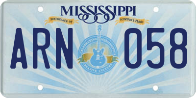 MS license plate ARN058