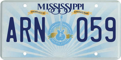 MS license plate ARN059