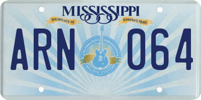 MS license plate ARN064