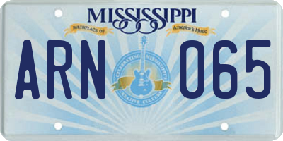 MS license plate ARN065