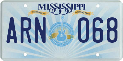 MS license plate ARN068