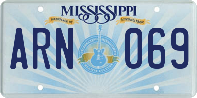 MS license plate ARN069