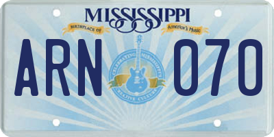 MS license plate ARN070