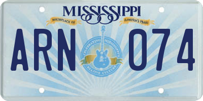 MS license plate ARN074