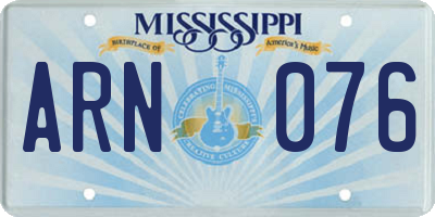 MS license plate ARN076
